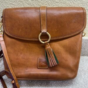 Dooney & Bourke Brown Leather Crossbody with Tassel and Ring